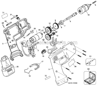 Page A Diagram and Parts List for 6065KT Type 1 Black and Decker Cordless Drill